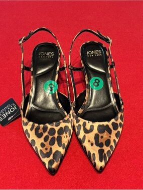 Jones New York Leopard Print Pointed Slingback Flats - Black & Brown